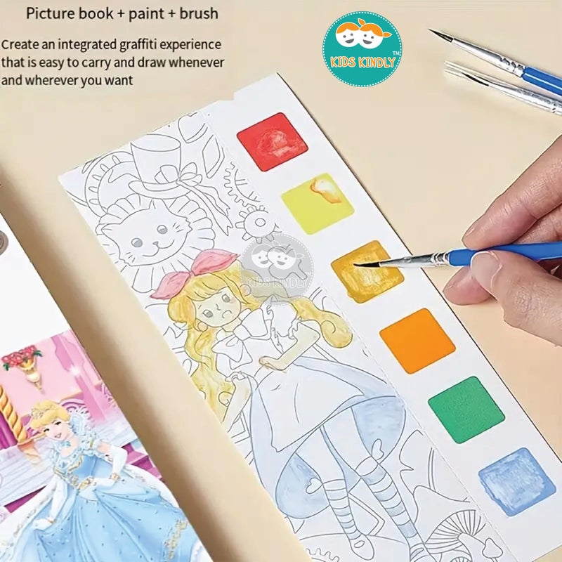 KIDS KINDLY Watercolour Painting Notebook for Kids 20 Pages & 1 Paint Brush - Lovely Girl, Bookmark Colouring Set, Drawing Activity Kit, Birthday Return Gifts for Boys & Girls, Multicolour, 4+ Years - Image 5