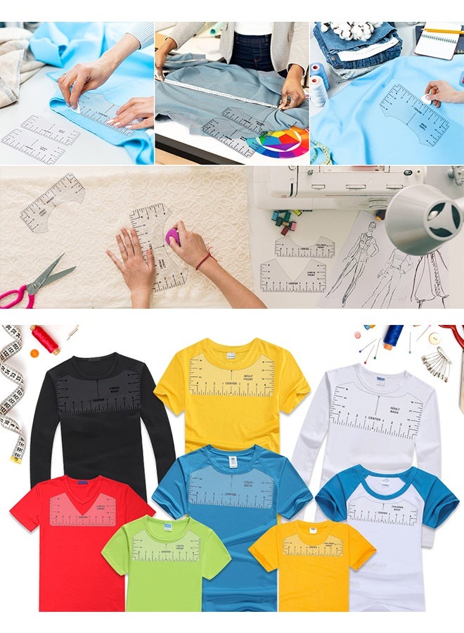 8 قطع إرشادات مسطرة للتيشيرت لتوسيط الفينيل، مسطرة شفافة على شكل V/دائري من PVC لمحاذاة التيشيرتات، مكبس حراري، للأطفال والشباب والكبار - Image 5