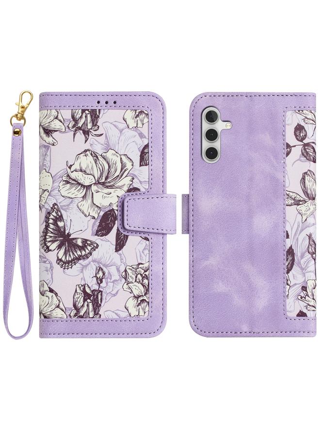 S-TOP Case For Samsung Galaxy A16 5G / 4G Floral Pattern Leather Phone Case with Lanyard - Image 1
