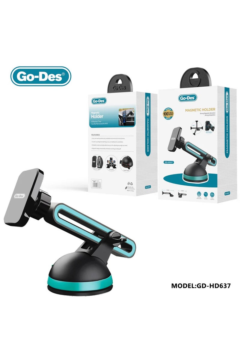 جو-ديز حامل هاتف مغناطيسي 2 في 1 من مع ذراع تلسكوبي، مثبت على لوحة القيادة والزجاج الأمامي وفتحة التهوية، يدور 360 درجة - Image 1