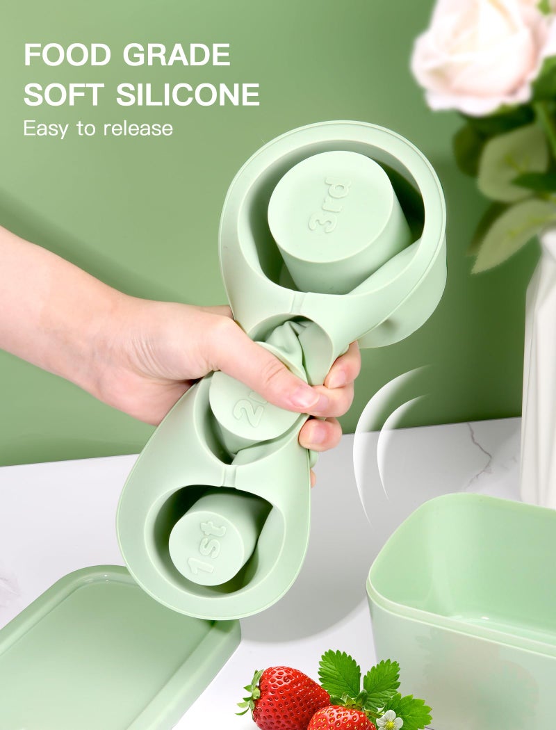Ukulork Ice Cube Tray for Tumbler Cup 30Oz-40Oz, 3 Pcs Silicone Cylinder Ice Mold with Lid and Bin for Freezer, Easy Fill and Release Ice Maker for Whiskey, Cocktail BPA-Free (Green, 40Oz-Type1) - Image 5