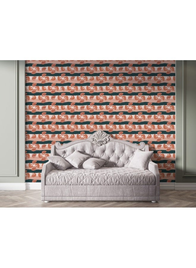Home Gallery Abstract Floral Line Seamless Pattern In Retro Style Fabric Wallpaper Covers An Area ​​Up To 4.2Mx3M With Adhesive  And Smoothing Tool  - Image 3