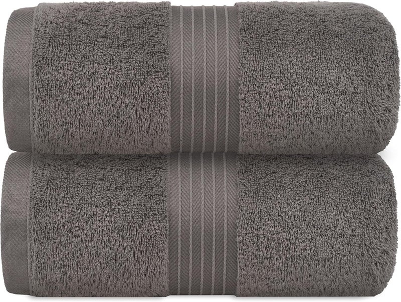 بليس كاسا مجموعة مناشف الحمام (4 قطع، 70 × 140 سم) - 600 GSM قطن ممشط 100% سريع الجفاف عالي الامتصاص مناشف حمام سميكة - جودة فندقية ناعمة للحمام والسبا (رمادي، مجموعة مناشف حمام كبيرة 2 قطعة) - Image 2