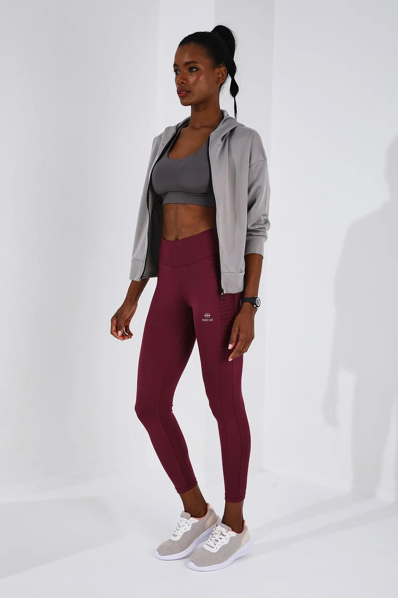 تومي لايف Claret Red Women's High Waist Slim Fit Skinny Leggings-94568