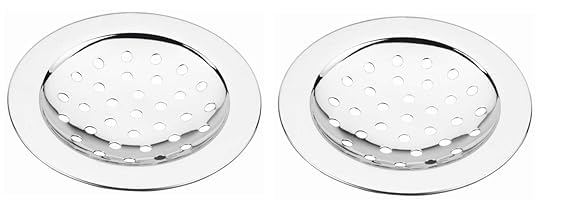 Awadh Pack of 2 Round 4 Inch Stainless Steel Bathroom JaliTrap Floor Drain with Chrome Finish Water Drain Grating - Image 1