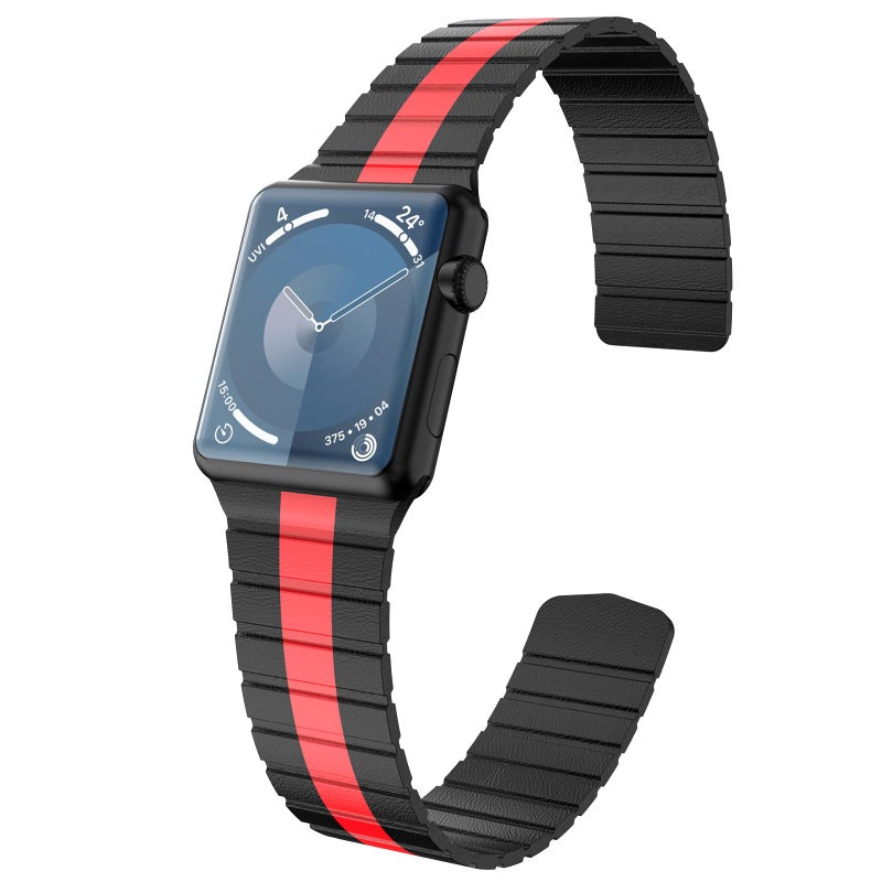 INI Compatible With Apple Watch Band 100% Full Grain Leather Magnetic Link For Series Ultra 10 9 8 7 6 5 4 3 SE Size 49mm 46mm 45mm 44mm 42mm For Men Women - Image 3