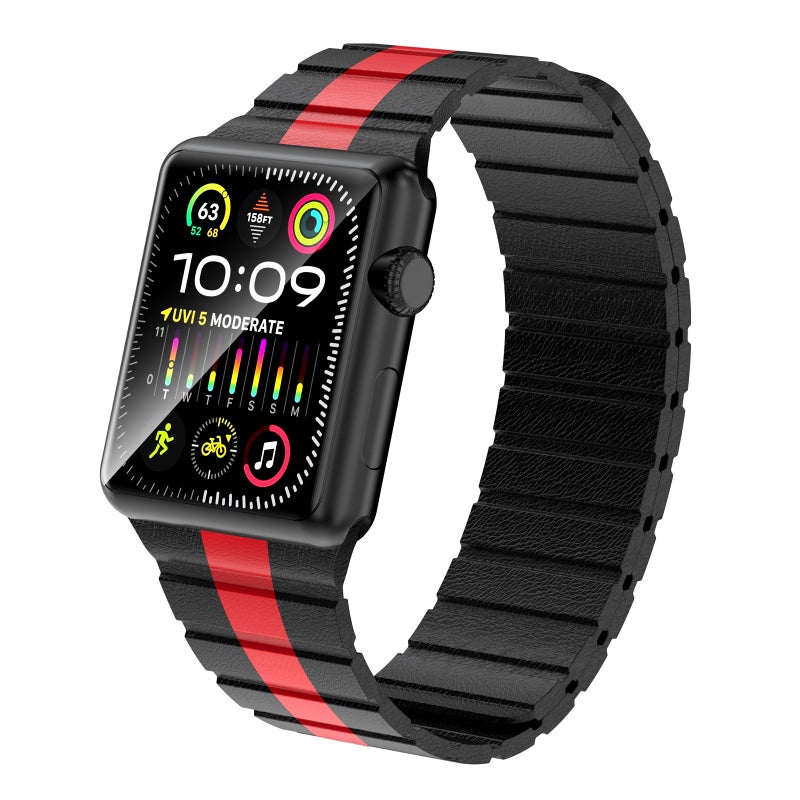 INI Compatible With Apple Watch Band 100% Full Grain Leather Magnetic Link For Series Ultra 10 9 8 7 6 5 4 3 SE Size 49mm 46mm 45mm 44mm 42mm For Men Women - Image 2