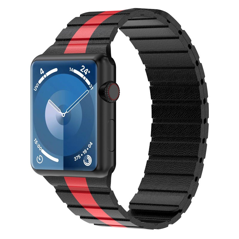 INI Compatible With Apple Watch Band 100% Full Grain Leather Magnetic Link For Series Ultra 10 9 8 7 6 5 4 3 SE Size 49mm 46mm 45mm 44mm 42mm For Men Women - Image 1