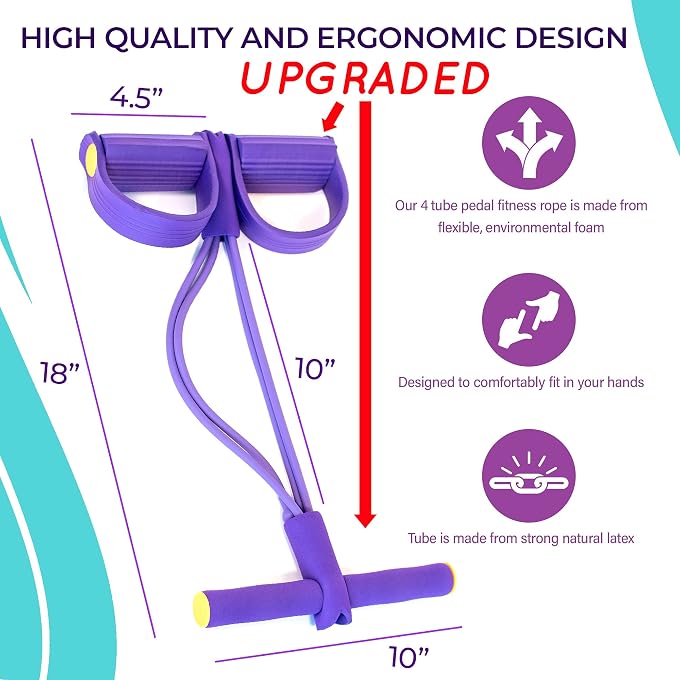 Pedal Resistance Band - Natural Latex Bodybuilding Expander - Exercise Sit Up Equipment - Tension Band For Stomach, Arms, Legs, Abdomen - Yoga Stretching - Stomach Exercise Equipment - Tummy Trimmer - Image 2