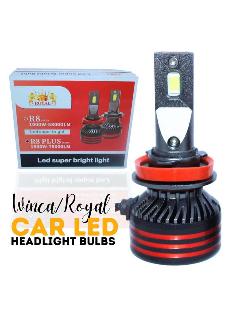 Royal Car LED Headlight Bulbs Automotive Pro Highlight Color temperature 6000K/white Bright Beam 6000K Cool White R8 Plus Series 1500W- 75000LM High Power H11  - Image 4