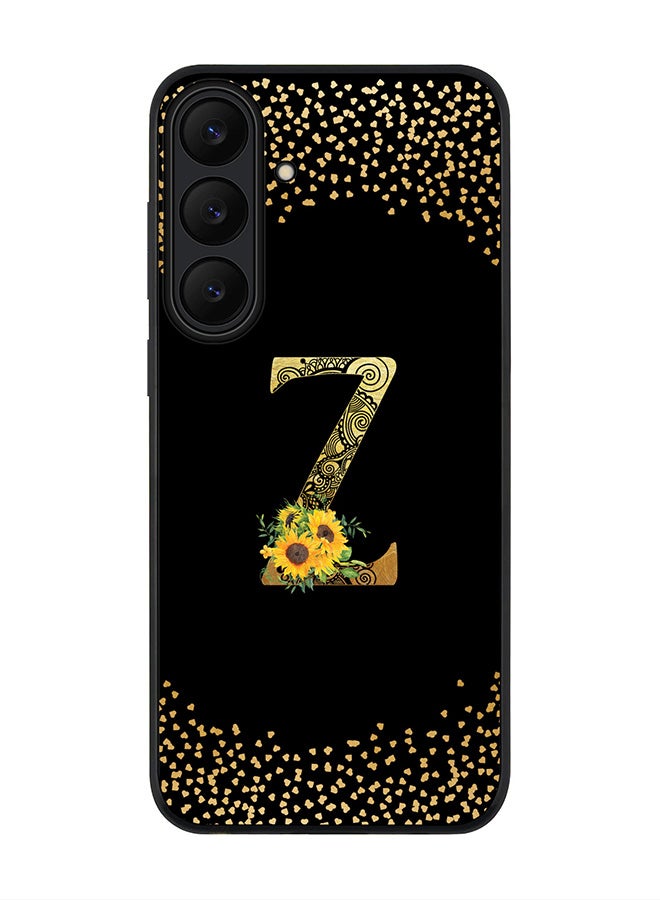 Stylizedd For Samsung Galaxy S25 FE Case,Slim fit Camera Protection, Shockproof Thin Phone cover  - Custom Floral Monogram - Z ( Black )