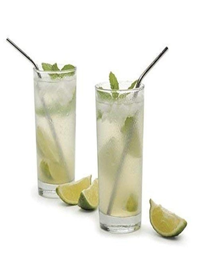 SEVEN HORSE TECH® Set of 2 pcs Metal Stainless Steel Strong Reusable Eco Friendly Drinking Straws Pipe with 1 pc Free Hard Bristles Flexible Cleaning Brush (2 Pcs Bent + 1 Pc Cleaning Flexible Brush) - Image 1