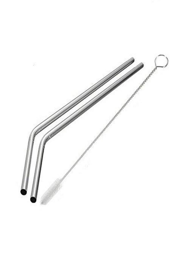SEVEN HORSE TECH® Set of 2 pcs Metal Stainless Steel Strong Reusable Eco Friendly Drinking Straws Pipe with 1 pc Free Hard Bristles Flexible Cleaning Brush (2 Pcs Bent + 1 Pc Cleaning Flexible Brush) - Image 4