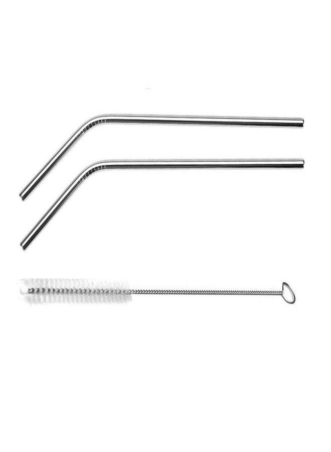 SEVEN HORSE TECH® Set of 2 pcs Metal Stainless Steel Strong Reusable Eco Friendly Drinking Straws Pipe with 1 pc Free Hard Bristles Flexible Cleaning Brush (2 Pcs Bent + 1 Pc Cleaning Flexible Brush) - Image 5