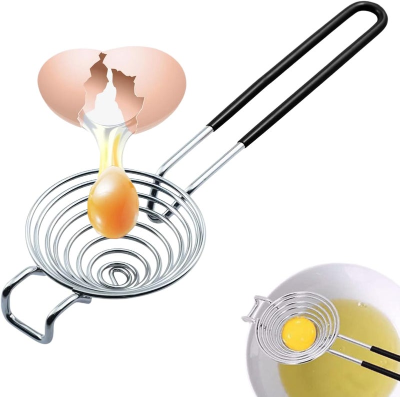 MARKQ فاصل صفار البيض - أداة فصل صفار البيض والبياض من الفولاذ المقاوم للصدأ بدرجة غذائية، مصفاة بيض يدوية للاستخدام في الخبز والطهي والمطبخ، باللون الأسود - Image 1