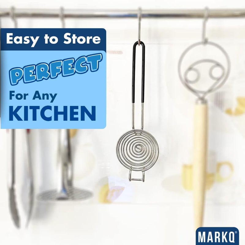 MARKQ فاصل صفار البيض - أداة فصل صفار البيض والبياض من الفولاذ المقاوم للصدأ بدرجة غذائية، مصفاة بيض يدوية للاستخدام في الخبز والطهي والمطبخ، باللون الأسود - Image 4