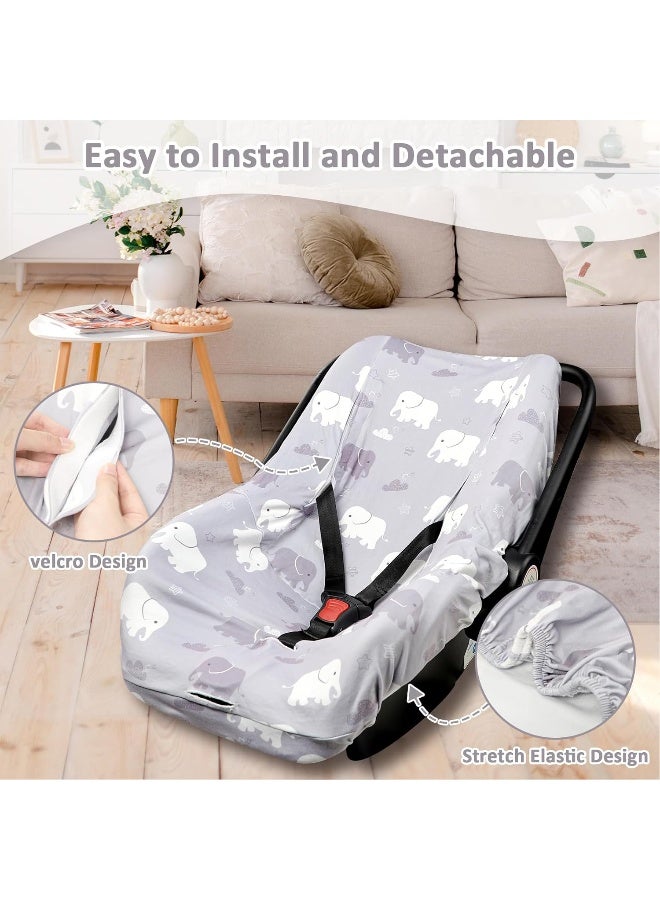 TANOFAR Baby Car Seat Cover Liner, Infant Carseat Cover Liner and Protection for Boys Girls, Universal Fit Car Seat Protective Cover, Soft & comfortable, Machine Washable, Gray Elephant - Image 2
