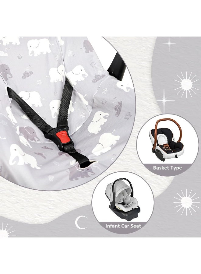 TANOFAR Baby Car Seat Cover Liner, Infant Carseat Cover Liner and Protection for Boys Girls, Universal Fit Car Seat Protective Cover, Soft & comfortable, Machine Washable, Gray Elephant - Image 4
