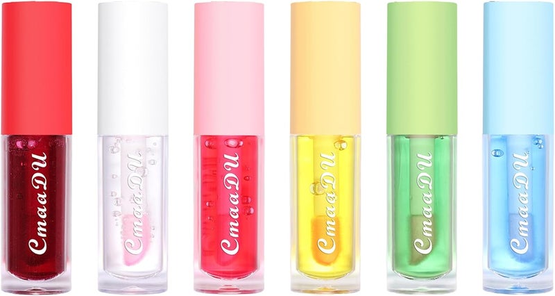 Lip Oil Tinted MKNZOME 6pcs Moisturizing Fruity Lip Glow Oil Plumping Lip Gloss Nonsticky Lip Plumper Tinted Lip Balm Lip Care Make Up Gifts for Women Gilrs Daily Lip Care Repairing Lip Makeup