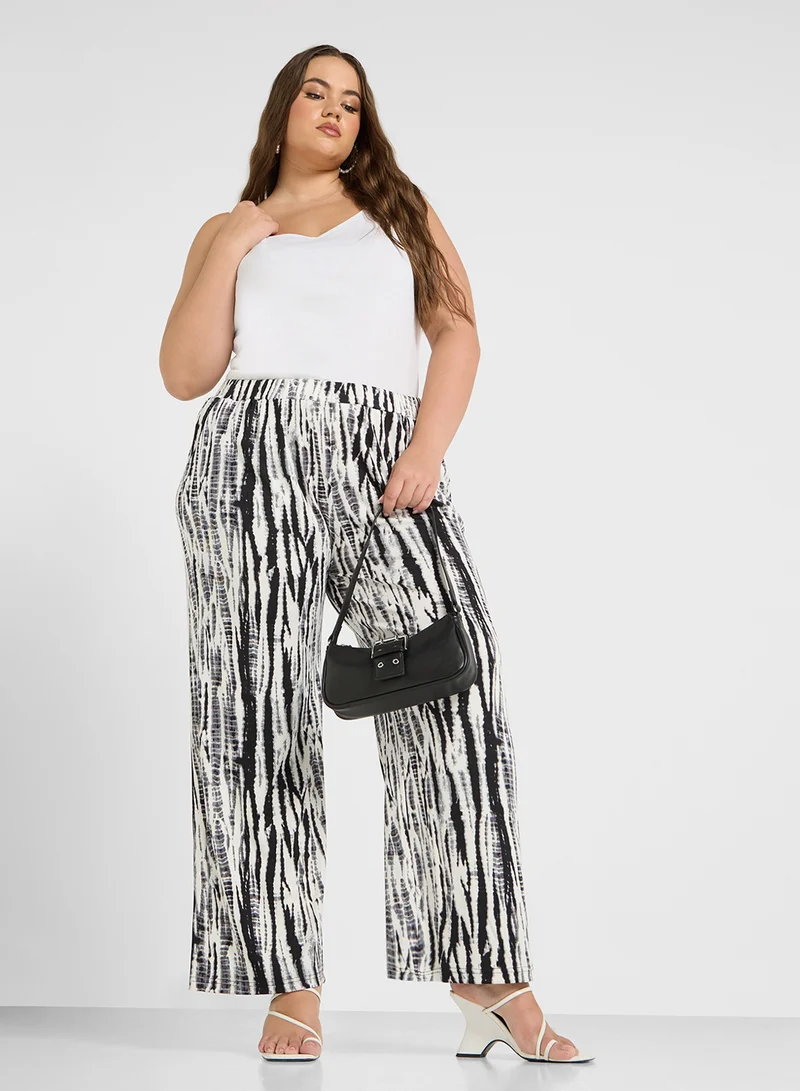 جينجر بلس Animal Print Wide Leg Pants