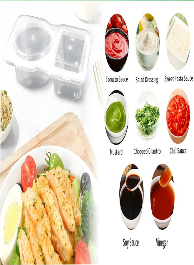 KiauFdcf 30 Sets of Snack Containers,Reusable 2 - Compartment Condiment Containers with Lids, Snack Packaging Boxes (Also Usable for Sauces), Separate Sauce Boxes - Image 2