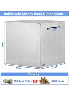 Rubik Piggy Bank for Adults Stainless Steel Savings Bank to Help Budget and Save Must Break to Access Money 6 Inch  - Image 4