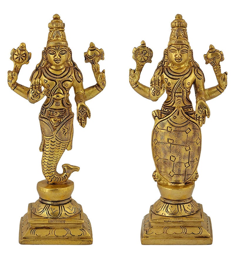 ARTVARKO Brass Dashavatara Dasavatharam of Lord Vishnu Statues Ten Incarnations Avatars Idol Murti Gold Color 6 Inch10 pcs45 Kg Religious - Image 3