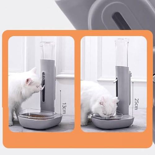 NOENNULL Pet Standing Water Dispenser Cat Dog Standing Bowl with Detachable Pole Automatically Feeding Water Height Adjustable for Cage Crate Grey - Image 3