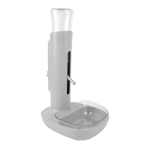 NOENNULL Pet Standing Water Dispenser Cat Dog Standing Bowl with Detachable Pole Automatically Feeding Water Height Adjustable for Cage Crate Grey - Image 1