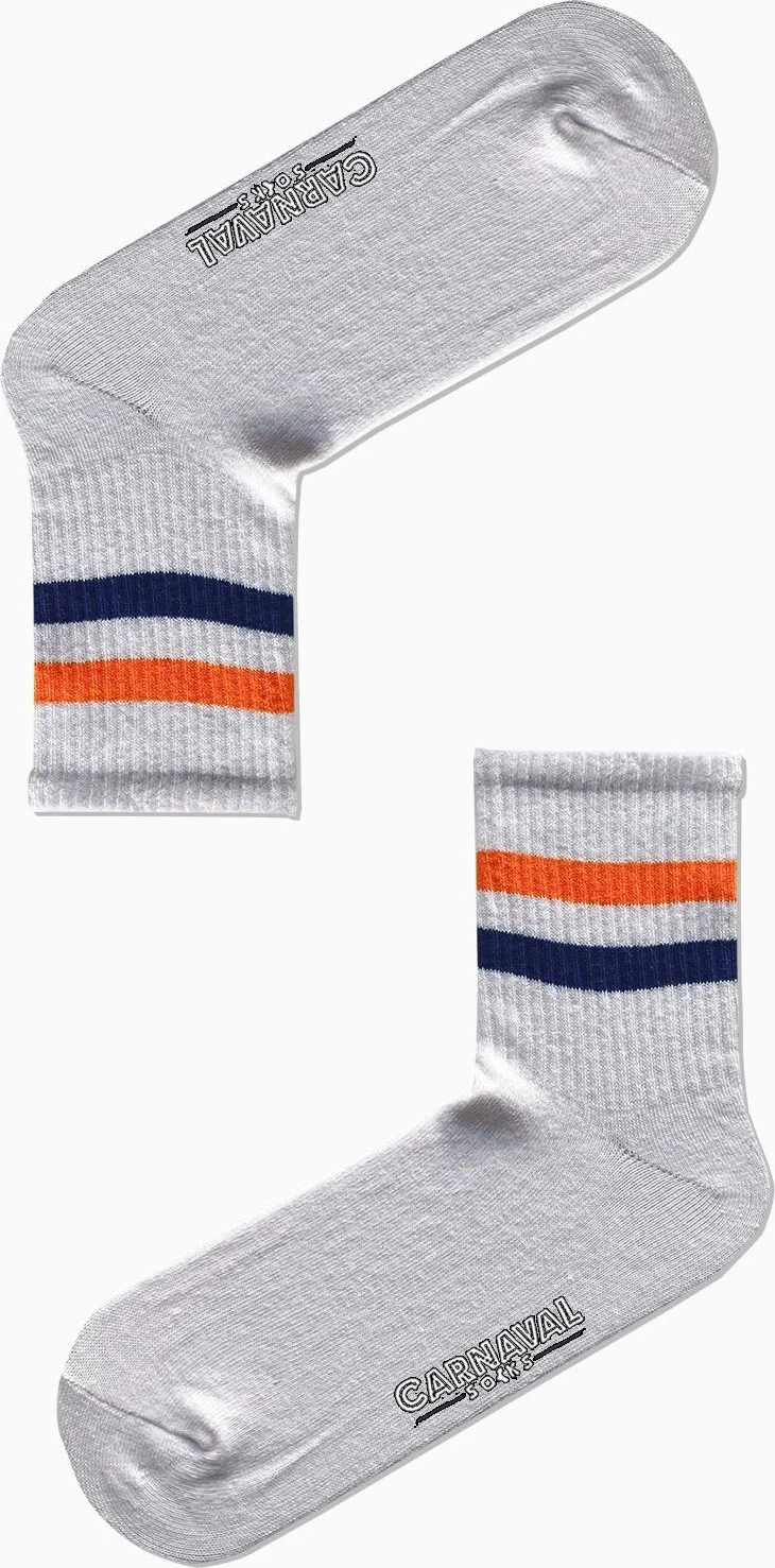 Carnaval Socks Orange Blue Stripe Patterned Colorful Sports Socks