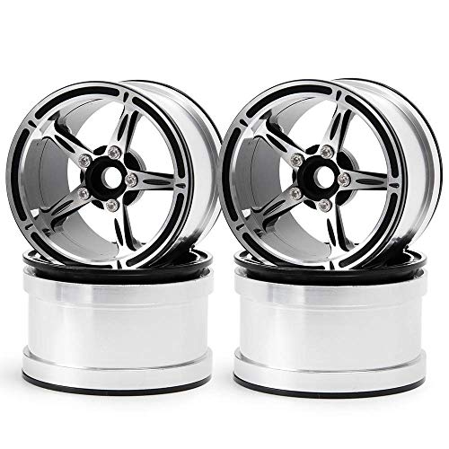 RCLIONS Aluminum Alloy 22 Beadlock WheelsRims for 110th RC Crawler Truck Car Axial WraithPack of 4 SilverBlack - Image 1