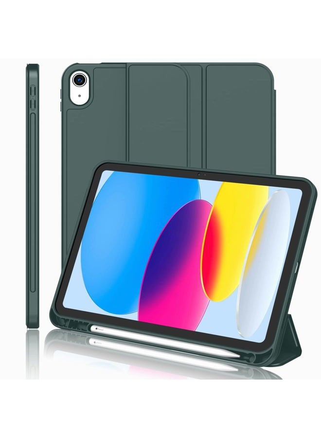 iMieet New iPad 10.9 Inch Case 2022(10th Gen) with Pencil Holder,Trifold Stand Smart Case with Soft TPU Back,Auto Wake/Sleep(Midnight Green) - Image 1