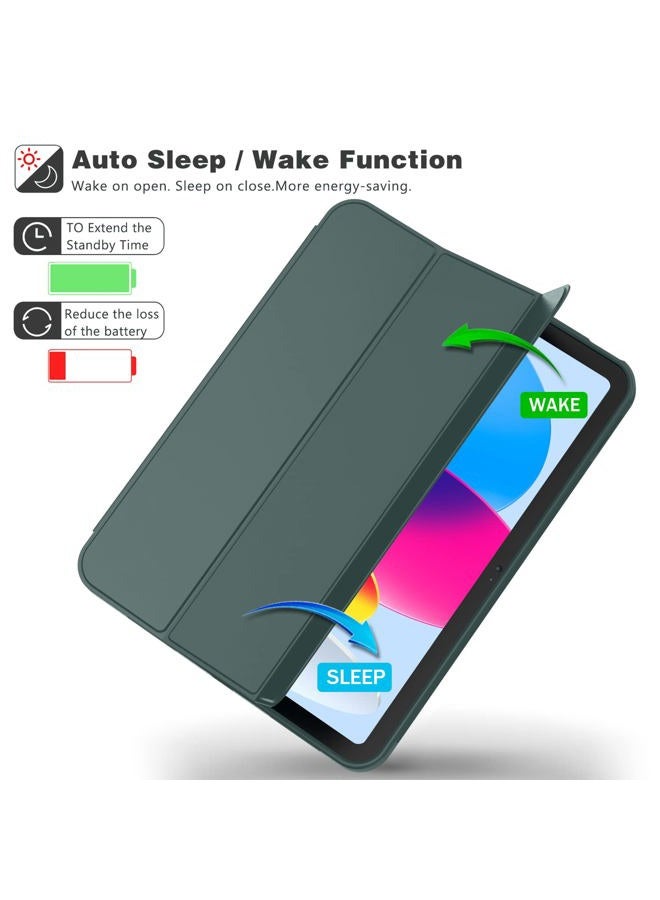 iMieet New iPad 10.9 Inch Case 2022(10th Gen) with Pencil Holder,Trifold Stand Smart Case with Soft TPU Back,Auto Wake/Sleep(Midnight Green) - Image 4