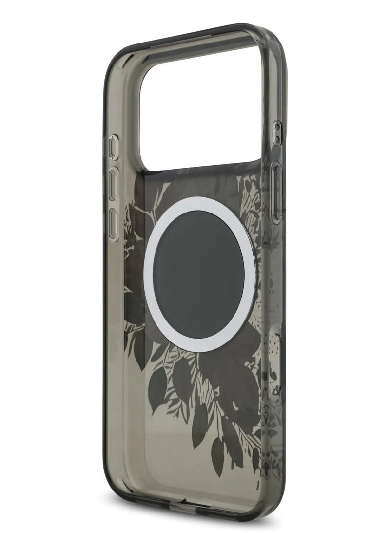GUESS iPhone 17 Pro Max MagSafe Case / MagSafe IML Case With Flowers Pattern & Lanyard - Black - Image 2