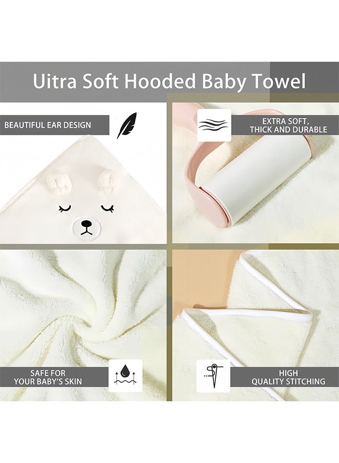 2 Pack Baby Hooded Towels – Soft Coral Fleece Bath Towels with Blue Penguin & White Bear Hood, Super Absorbent & Cozy, 80x80cm, for Boys & Girls  - Image 3
