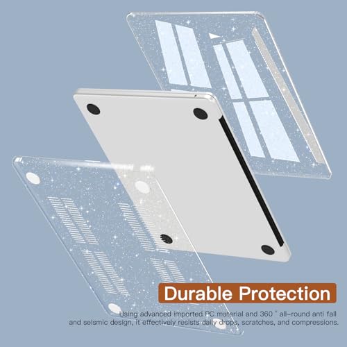 CISSOOK Clear Glitter Star Case for MacBook Pro 14 Inch 2026-2021 Release Model A3434 A3427 A3426 A3112 A3401 A3185 A2992 A2918 A2779 A2442, Sparkly Hard Shell Case Set for MacBook Pro 14 M1-M5 - Image 4