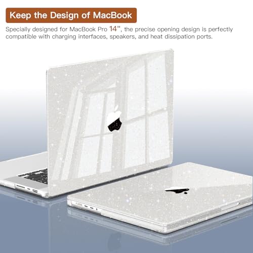 CISSOOK Clear Glitter Star Case for MacBook Pro 14 Inch 2026-2021 Release Model A3434 A3427 A3426 A3112 A3401 A3185 A2992 A2918 A2779 A2442, Sparkly Hard Shell Case Set for MacBook Pro 14 M1-M5 - Image 5