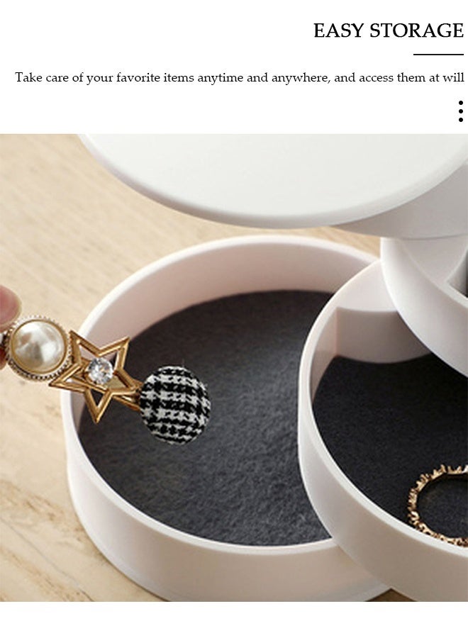 DUNISO Rotating Jewelry Organizer Small Jewelry Storage Box Earring Holder for Women 5-Layer Rotating Travel Jewelry Tray Case with Lid for Bracelets Rings Bracelets White - Image 4
