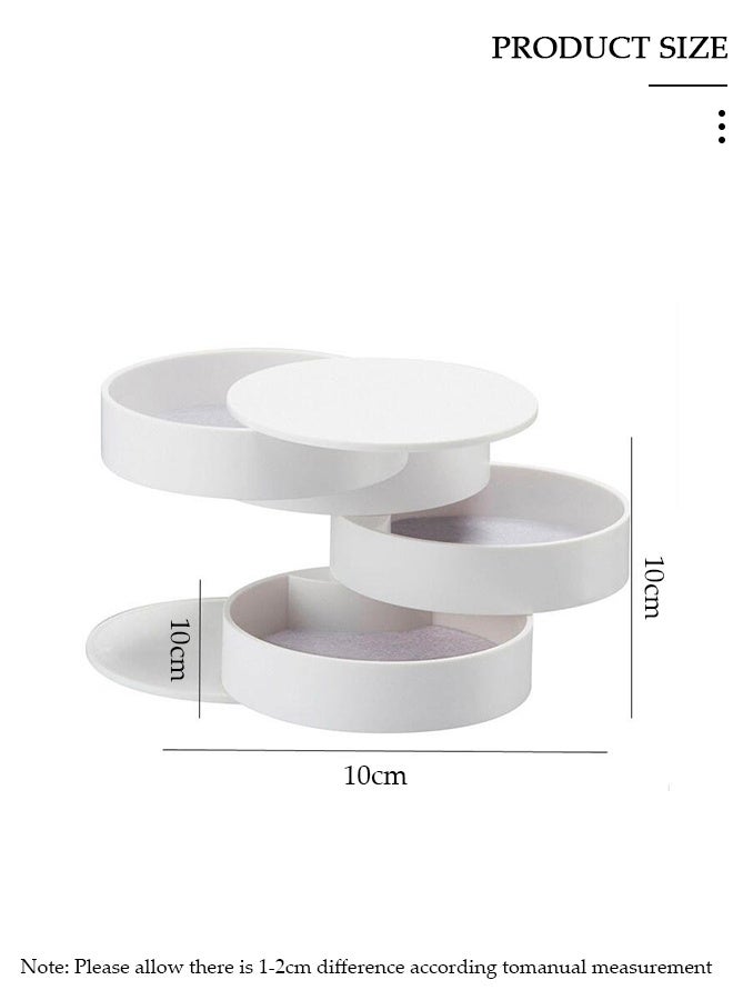 DUNISO Rotating Jewelry Organizer Small Jewelry Storage Box Earring Holder for Women 5-Layer Rotating Travel Jewelry Tray Case with Lid for Bracelets Rings Bracelets White - Image 2