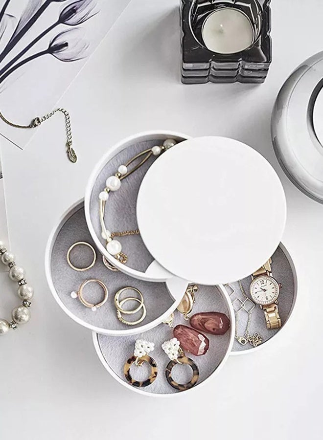 DUNISO Rotating Jewelry Organizer Small Jewelry Storage Box Earring Holder for Women 5-Layer Rotating Travel Jewelry Tray Case with Lid for Bracelets Rings Bracelets White - Image 5