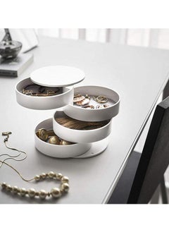 DUNISO Rotating Jewelry Organizer Small Jewelry Storage Box Earring Holder for Women 5-Layer Rotating Travel Jewelry Tray Case with Lid for Bracelets Rings Bracelets White  - Image 4