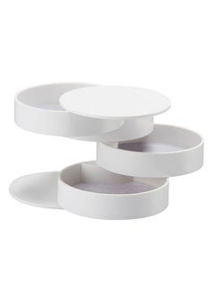 DUNISO Rotating Jewelry Organizer Small Jewelry Storage Box Earring Holder for Women 5-Layer Rotating Travel Jewelry Tray Case with Lid for Bracelets Rings Bracelets White  - Image 2
