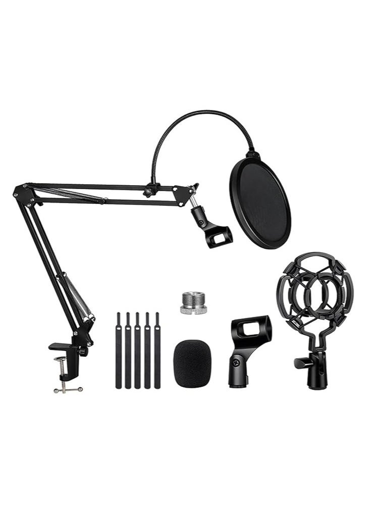 General - Microphone Stand Adjustable Microphone Suspension Arm Compact Desktop Microphone Stand Swing Arm Stand for Anchor Live Streaming Computer Recording - Image 1