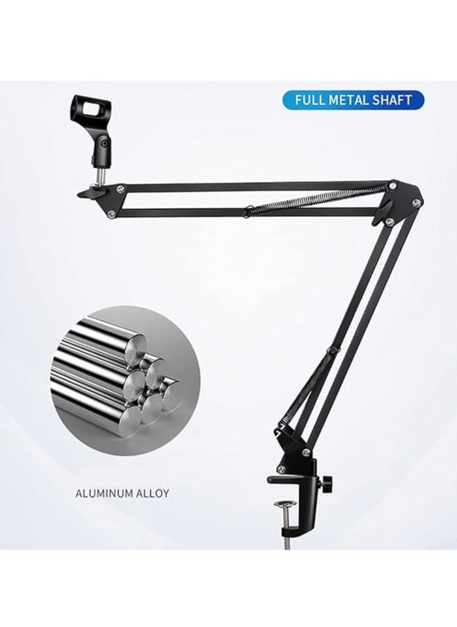 General - Microphone Stand Adjustable Microphone Suspension Arm Compact Desktop Microphone Stand Swing Arm Stand for Anchor Live Streaming Computer Recording - Image 1