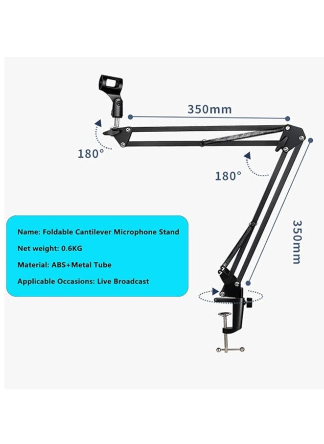 General - Microphone Stand Adjustable Microphone Suspension Arm Compact Desktop Microphone Stand Swing Arm Stand for Anchor Live Streaming Computer Recording - Image 1