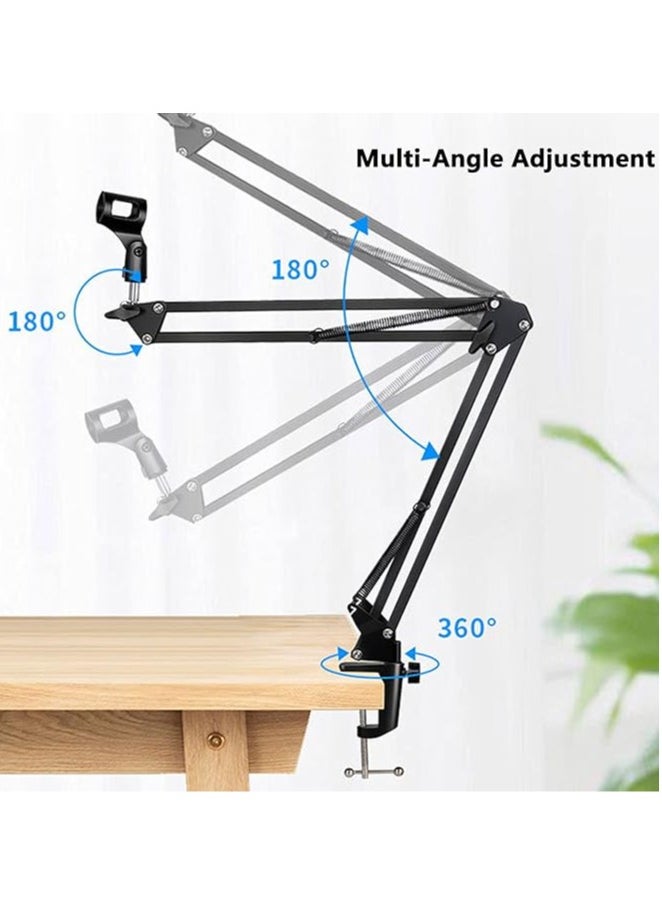 General - Microphone Stand Adjustable Microphone Suspension Arm Compact Desktop Microphone Stand Swing Arm Stand for Anchor Live Streaming Computer Recording - Image 1