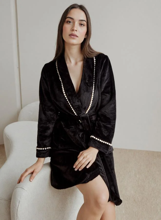 Splash FAV Plush Pearl Trim Night Robe