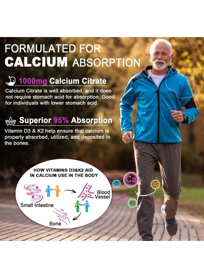 EnvyCure Sugar Free Calcium Citrate Gummies for Women & Men 1000mg, Vitamin D3 K2, Magnesium, Zinc, Boron, Manganese, Copper, Ultimate Absorption Calcium Supplements for Bone, Muscle & Immune - Vegan, 60 Count - Image 3