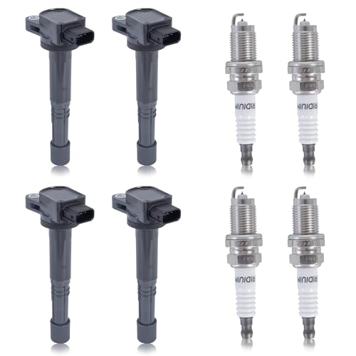 KUIPERAUTO Set of 4 Ignition Coils and Spark Plugs set Compatible for 20022011 Honda Civic 20022009 CRV 24L UF311 UF583 30520PNA007
