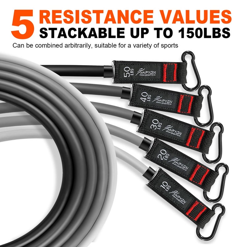 HPYGN Resistance Band, Exercise Bands with Handles, Workout Bands, Fitness Bands with Door Anchor and Ankle Straps, for Heavy Resistance Training, Physical Therapy, Shape Body, Yoga, Home Workouts Set - Image 3